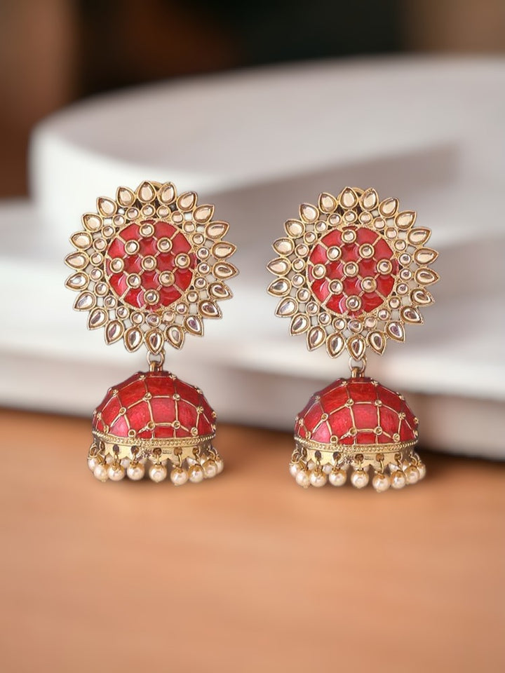 Red Suraj Jhumkis