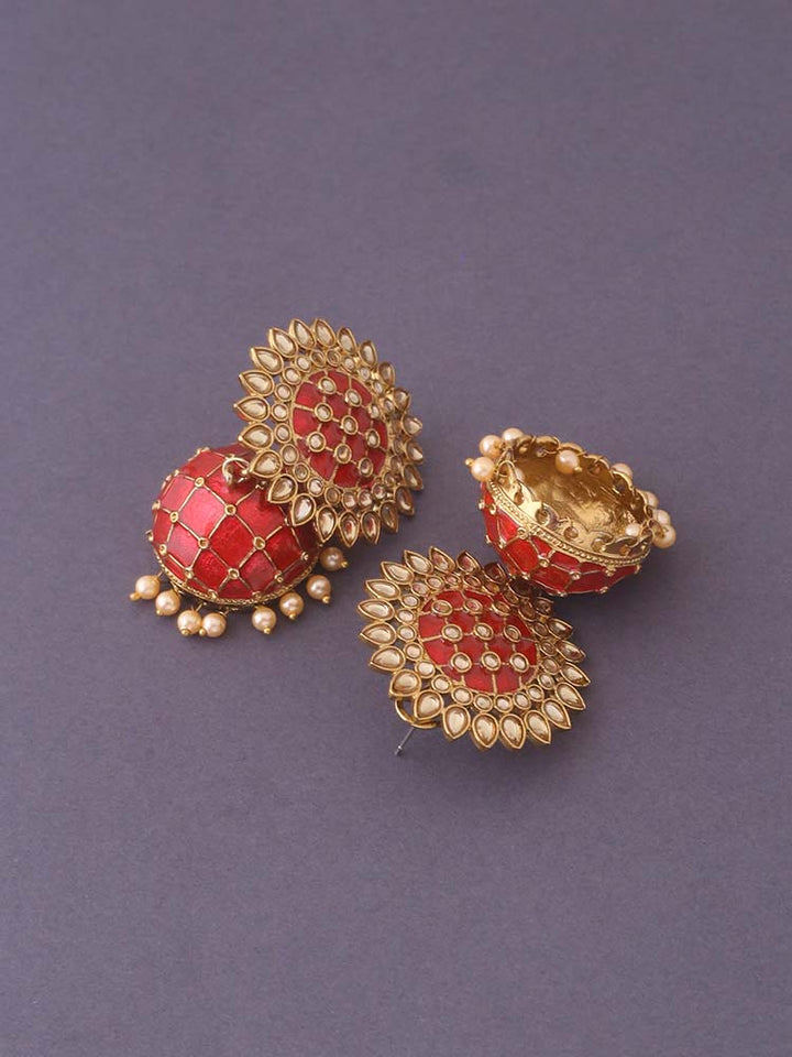 Red Suraj Jhumkis