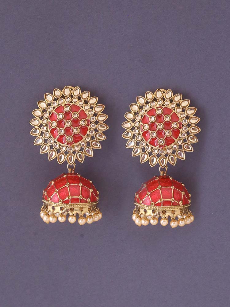 Red Suraj Jhumkis