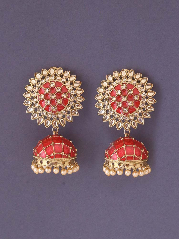 Red Suraj Jhumkis