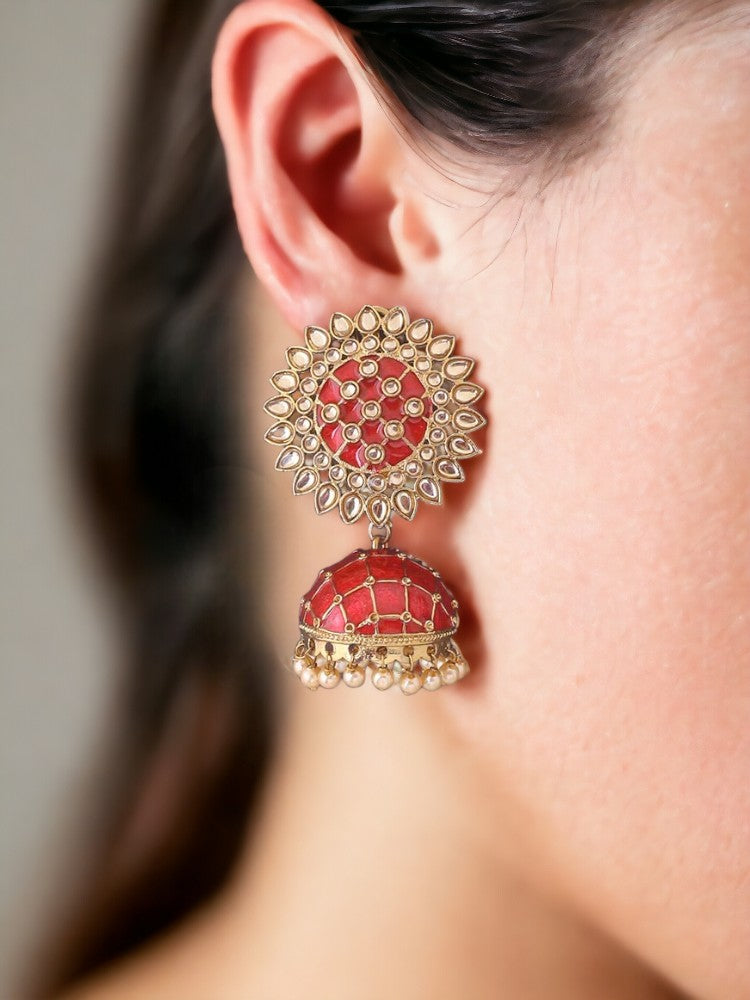 Red Suraj Jhumkis