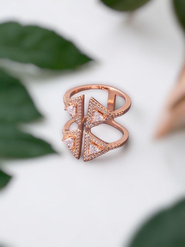 Rose Gold Aathirai Adjustable Zirconia Ring - EOSS