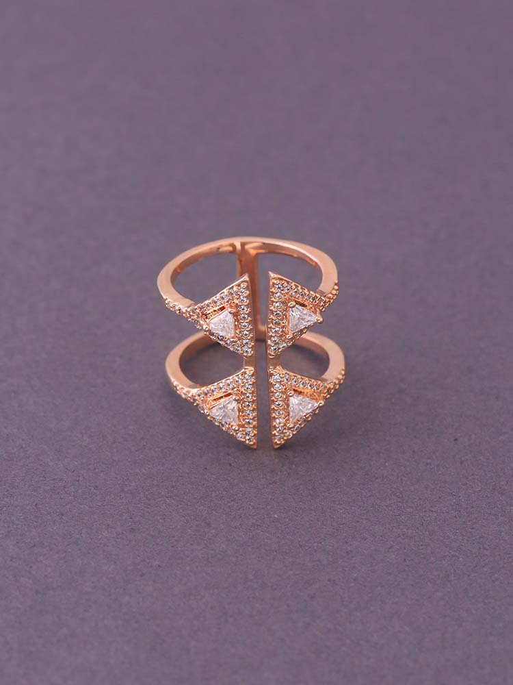 Rose Gold Aathirai Adjustable Zirconia Ring - EOSS