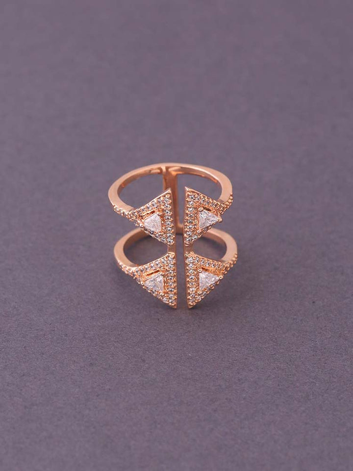 Rose Gold Aathirai Adjustable Zirconia Ring - EOSS