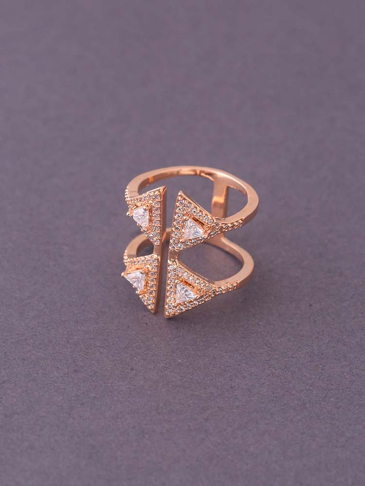 Rose Gold Aathirai Adjustable Zirconia Ring - EOSS