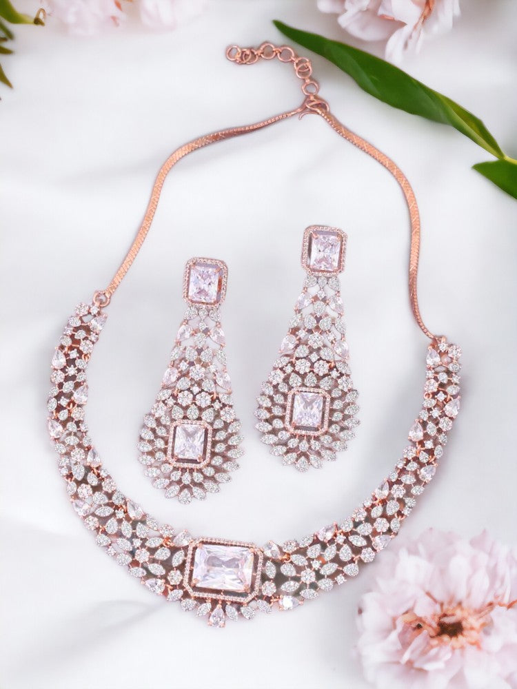 Rose Gold Adalia  Zirconia Jewellery Set