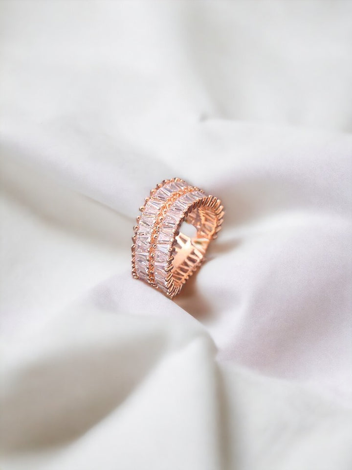 Rose Gold  Adjustable Teesta Zirconia Ring - EOSS