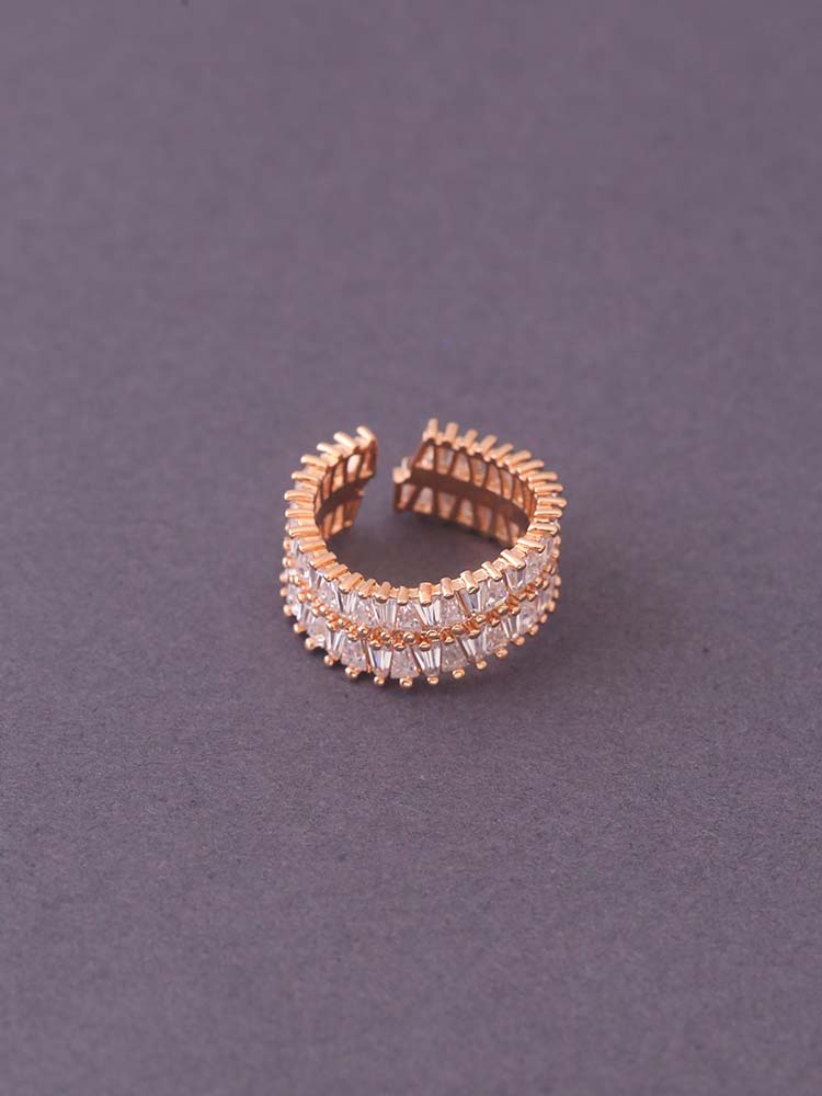 Rose Gold  Adjustable Teesta Zirconia Ring - EOSS