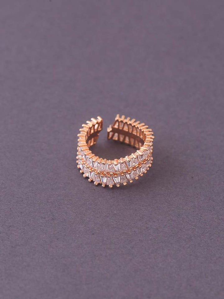 Rose Gold  Adjustable Teesta Zirconia Ring - EOSS