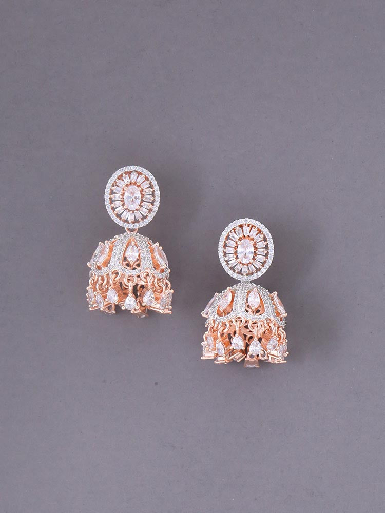 Rose Gold Agatha Zirconia Jhumkis