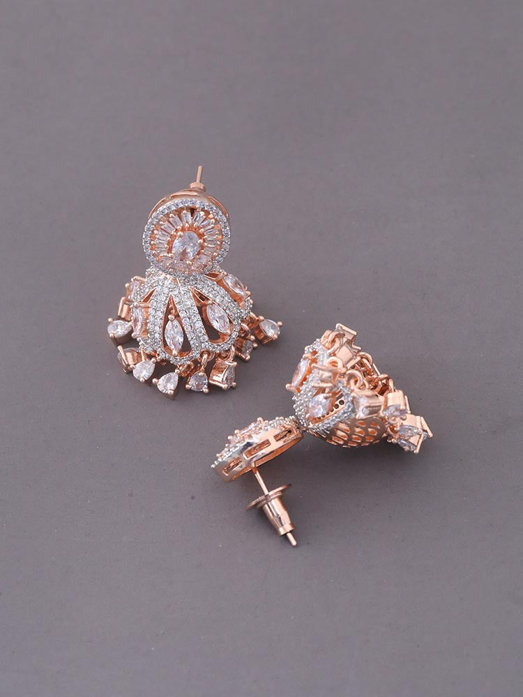 Rose Gold Agatha Zirconia Jhumkis