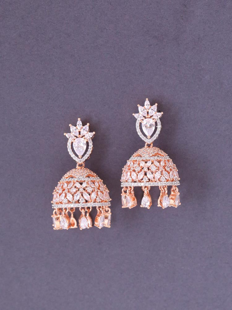 Rose Gold Arlet Zirconia Jhumkis