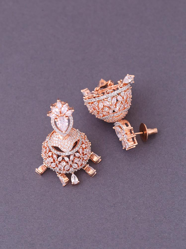 Rose Gold Arlet Zirconia Jhumkis