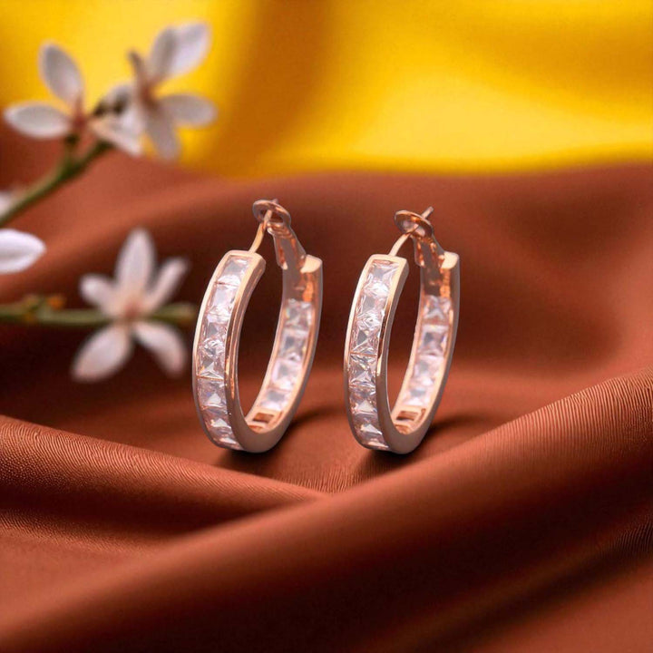 Rose Gold Cara Zirconia Hoops