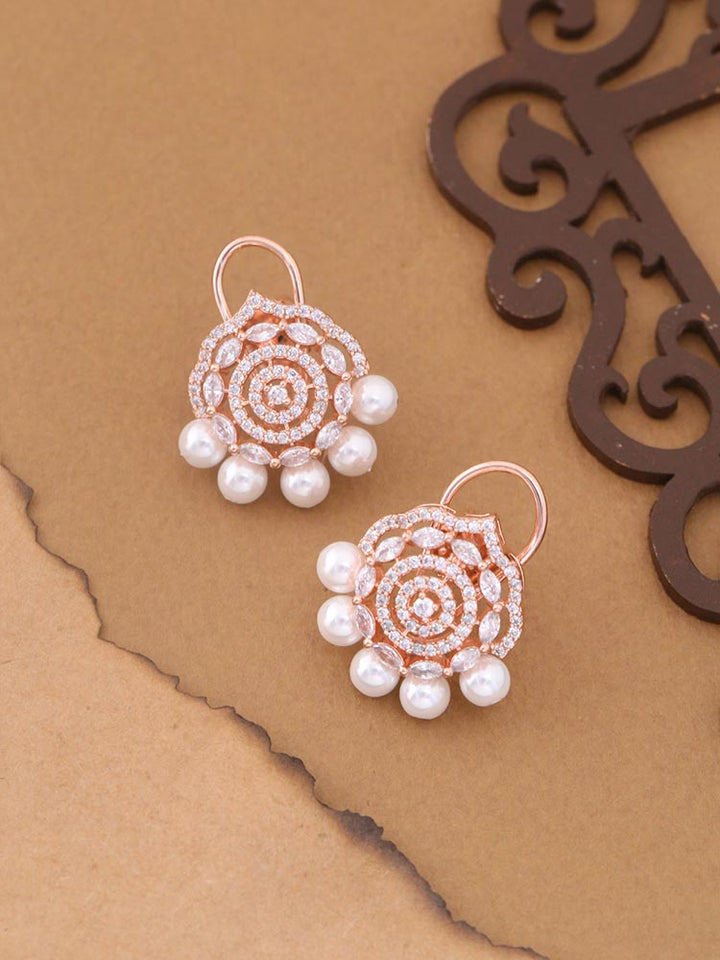 Rose Gold Clematis Zirconia Studs