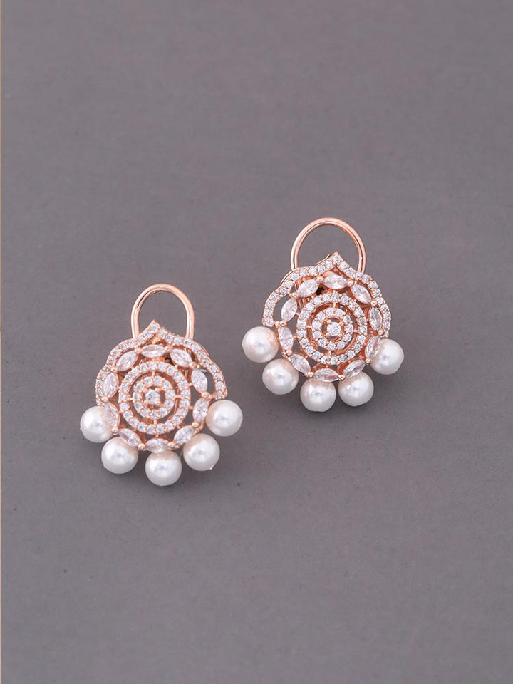 Rose Gold Clematis Zirconia Studs