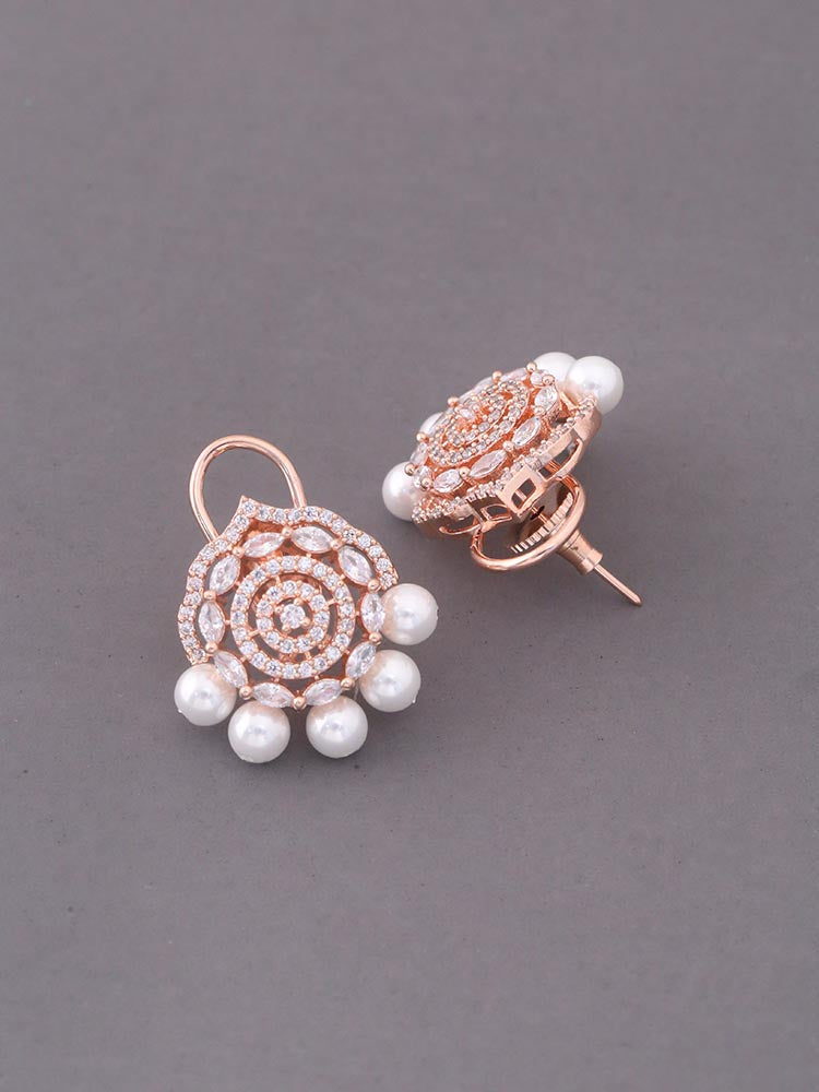 Rose Gold Clematis Zirconia Studs