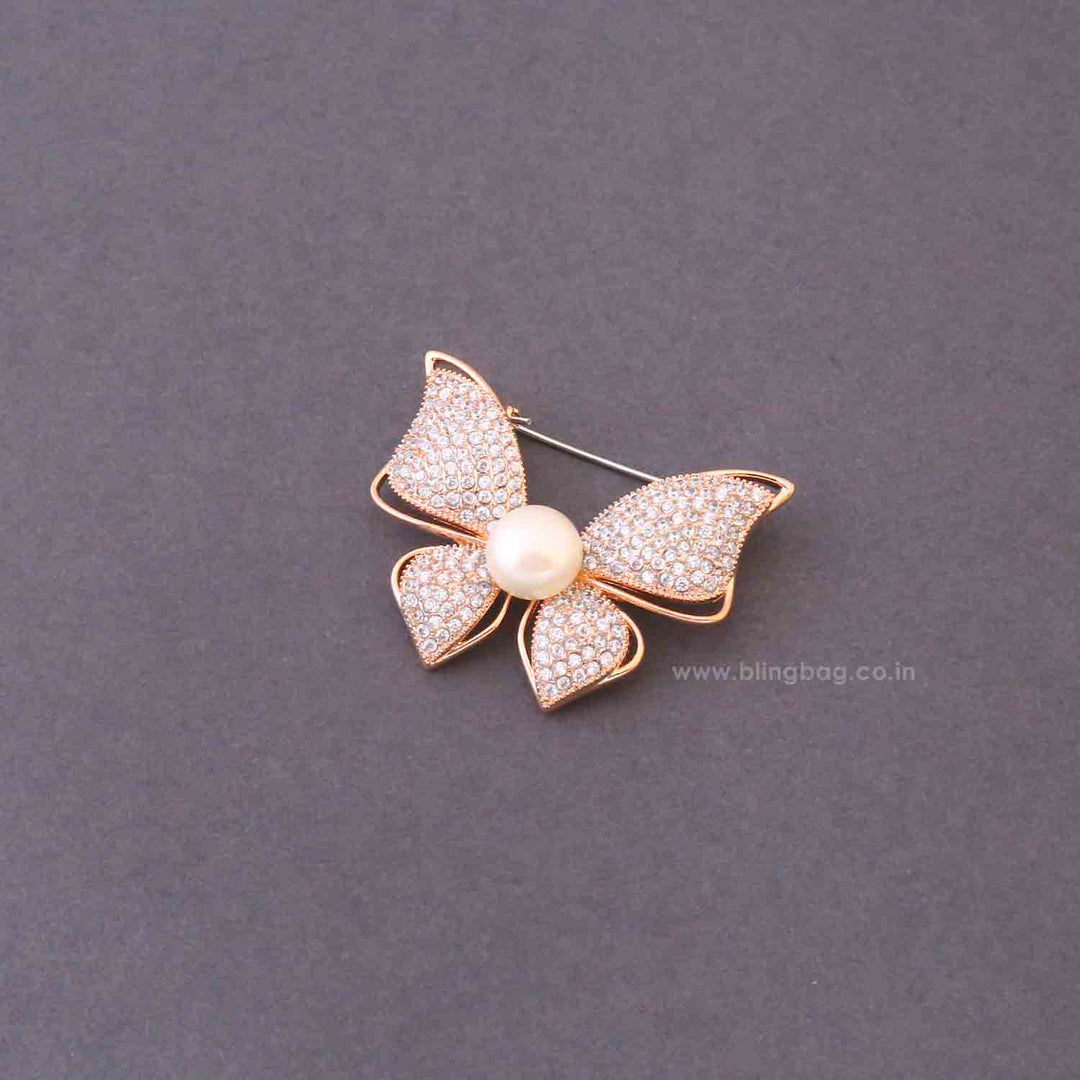 Rose Gold Crystal Monarch Brooch