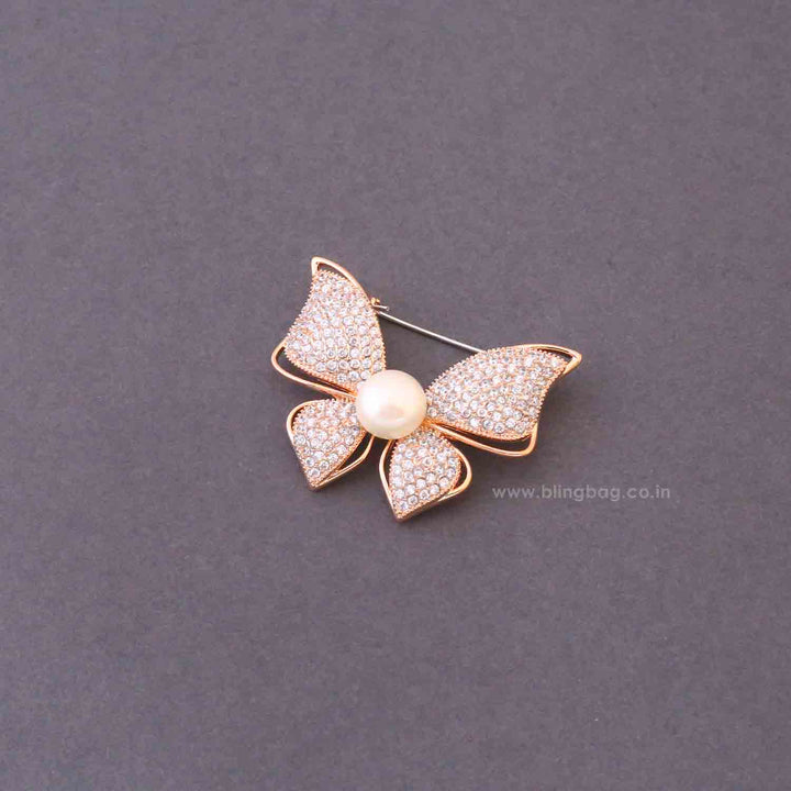 Rose Gold Crystal Monarch Brooch
