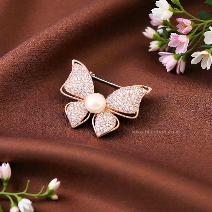 Rose Gold Crystal Monarch Brooch