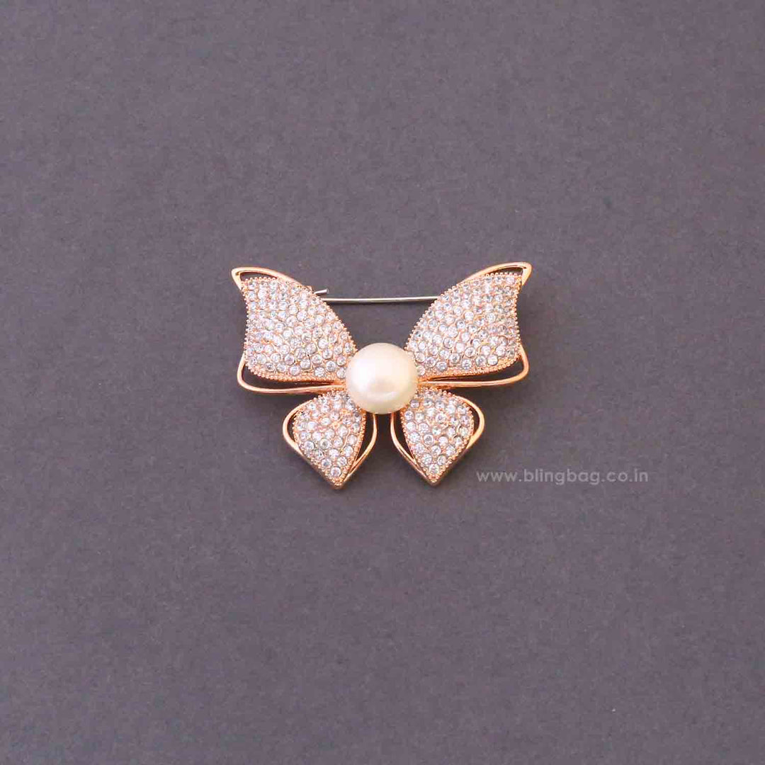 Rose Gold Crystal Monarch Brooch