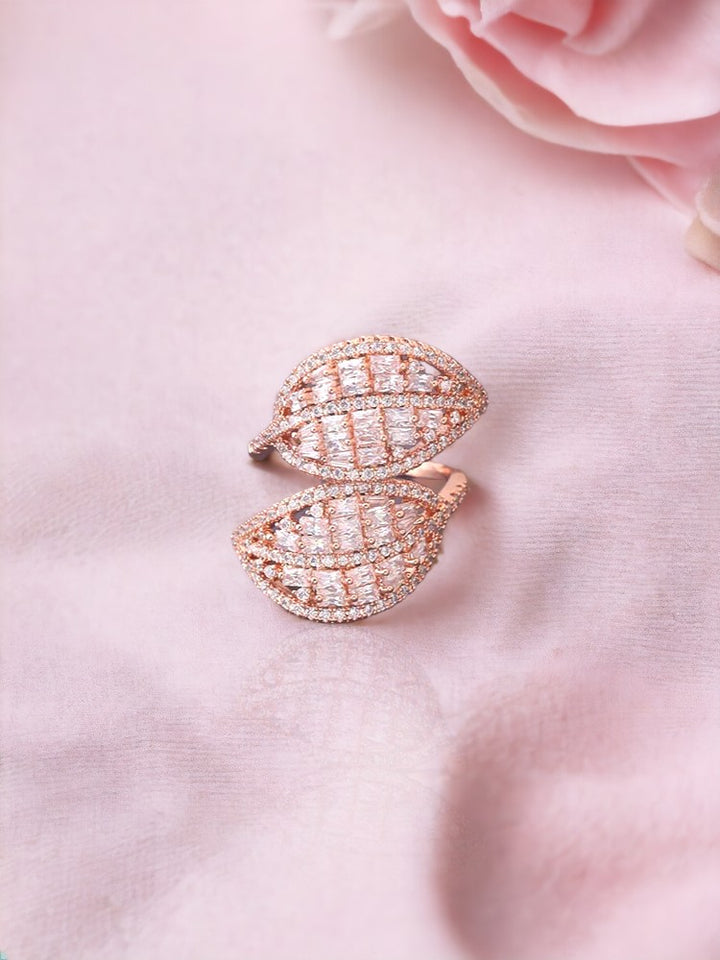 Rose Gold Dhanuja Zirconia Adjustable Ring - EOSS