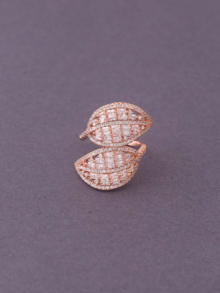 Rose Gold Dhanuja Zirconia Adjustable Ring - EOSS
