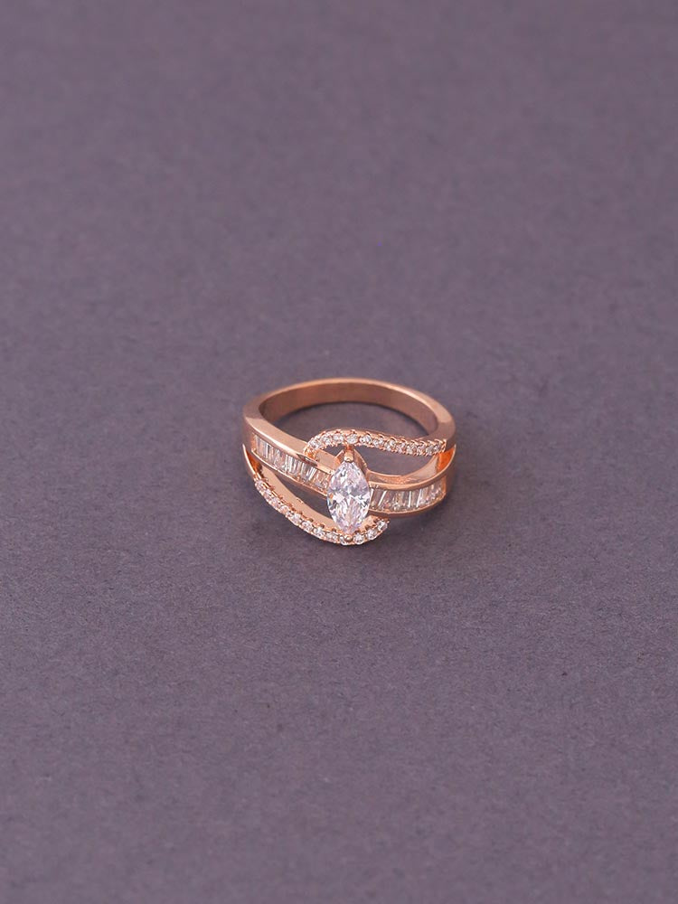 Rose Gold Dipesh Zirconia Ring