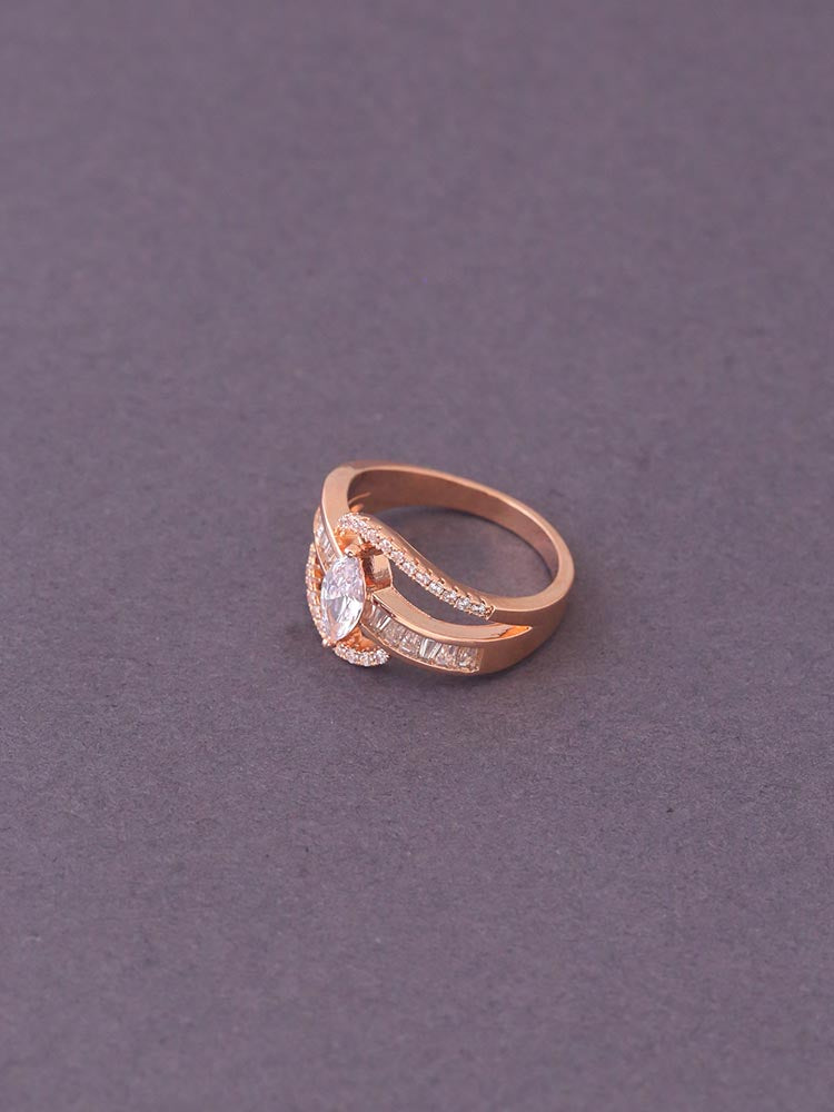 Rose Gold Dipesh Zirconia Ring