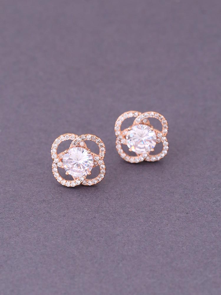 Rose Gold Elisa Zirconia Studs