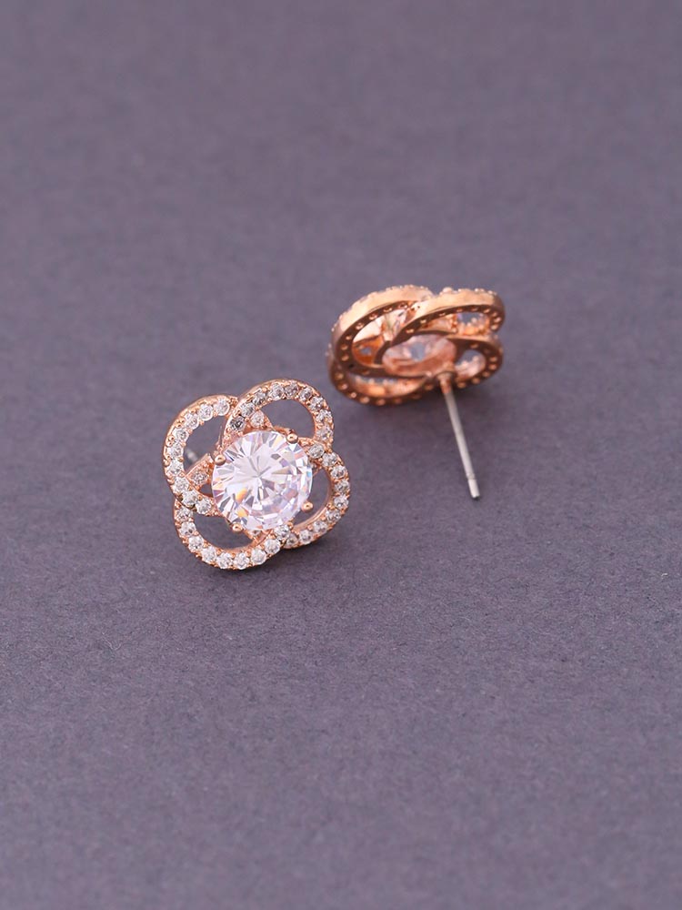 Rose Gold Elisa Zirconia Studs