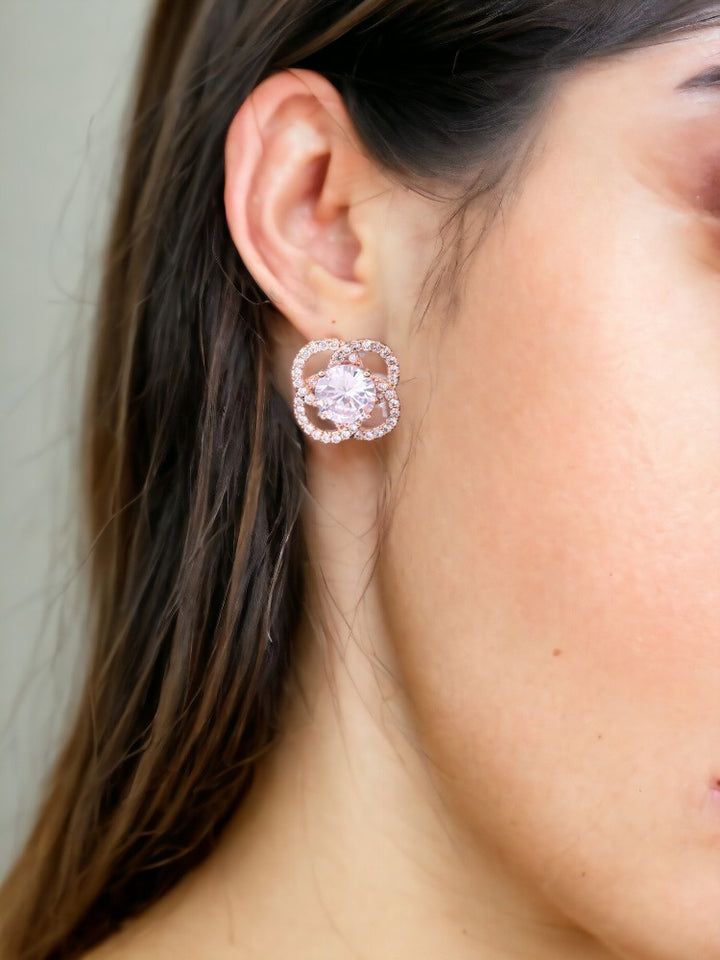 Rose Gold Elisa Zirconia Studs