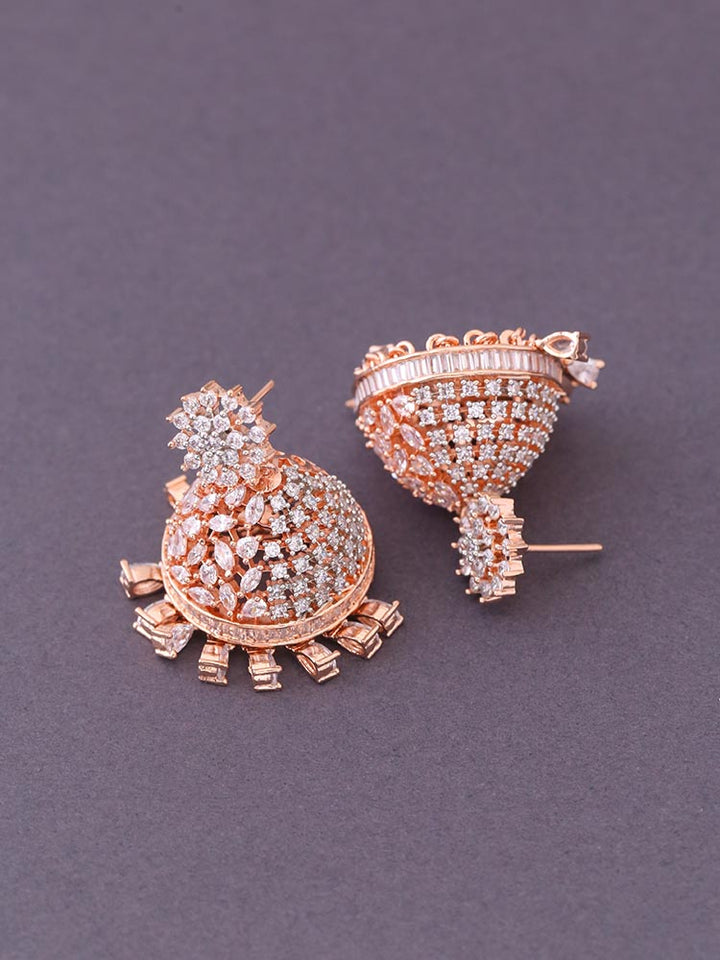 Rose Gold Evelyn Zirconia Jhumkis