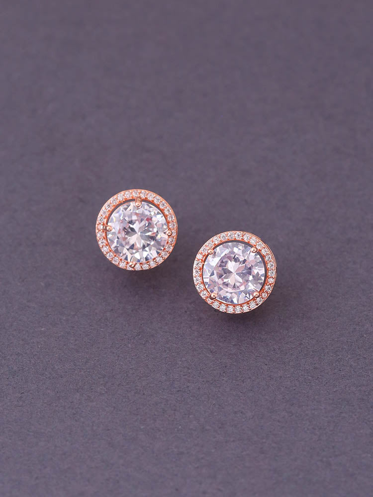 Rose Gold Everest Zirconia Studs - EOSS