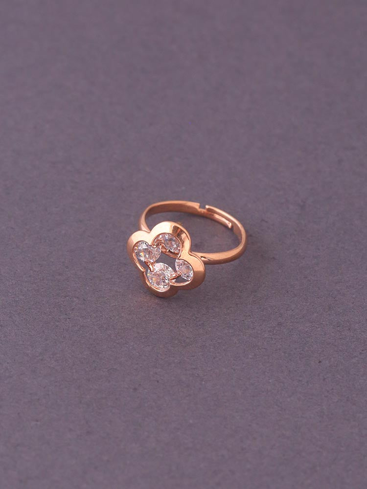 Rose Gold Indrika Adjustable Zirconia Ring