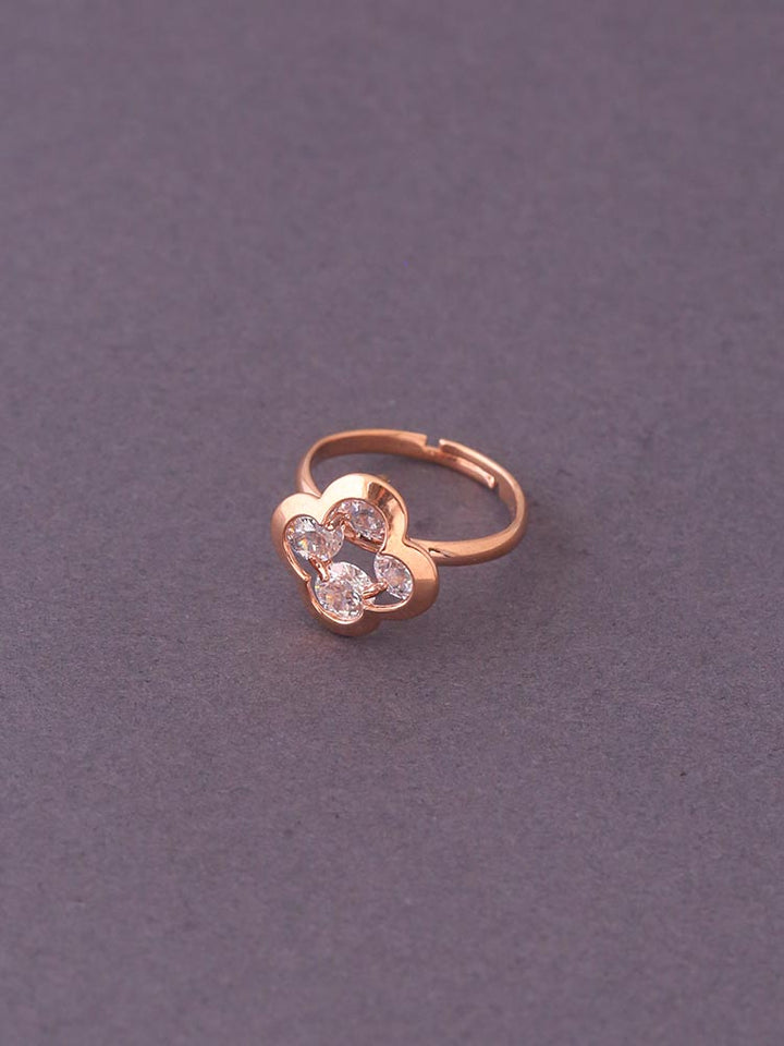 Rose Gold Indrika Adjustable Zirconia Ring