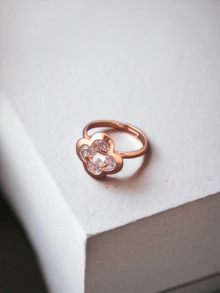 Rose Gold Indrika Adjustable Zirconia Ring