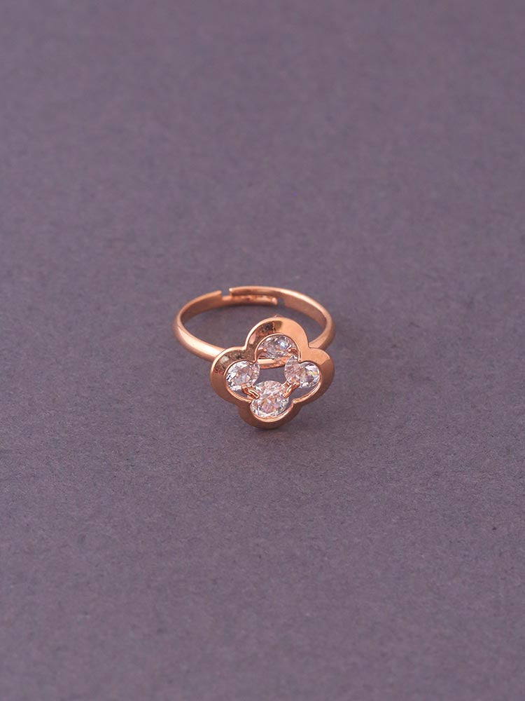 Rose Gold Indrika Adjustable Zirconia Ring