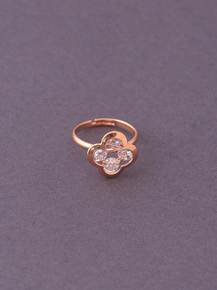 Rose Gold Indrika Adjustable Zirconia Ring