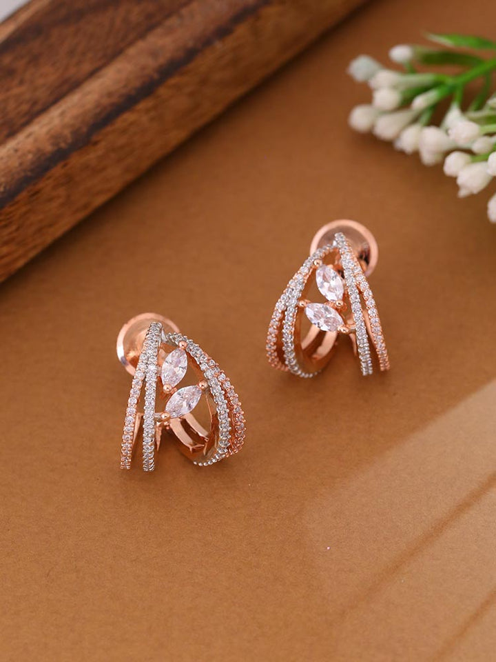 Rose Gold Justice Zirconia Hoops