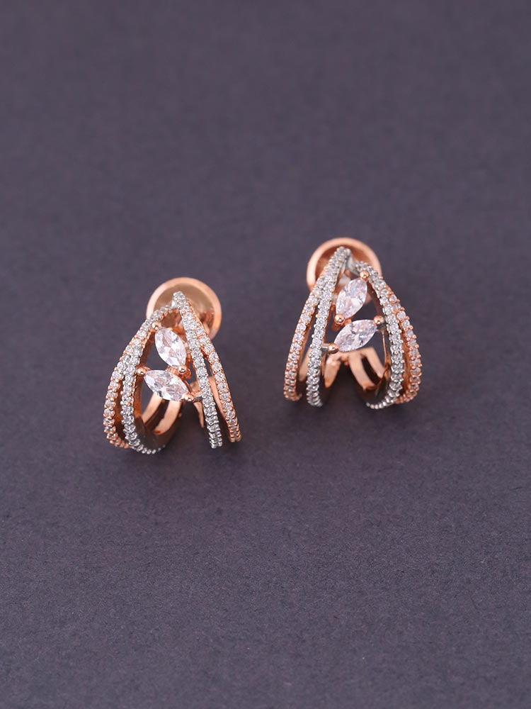 Rose Gold Justice Zirconia Hoops