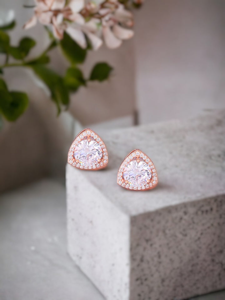 Rose Gold Latte Zirconia Studs