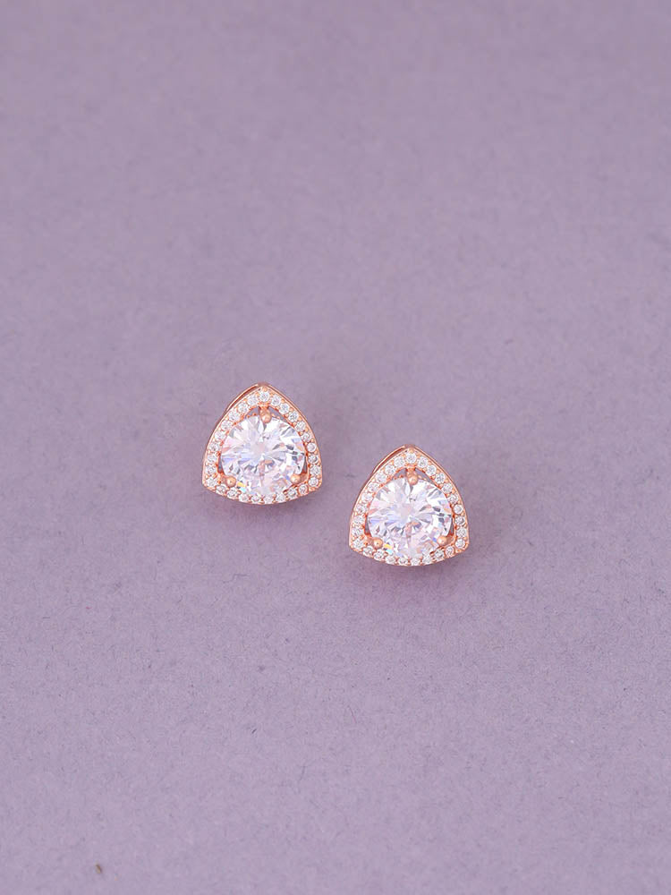 Rose Gold Latte Zirconia Studs