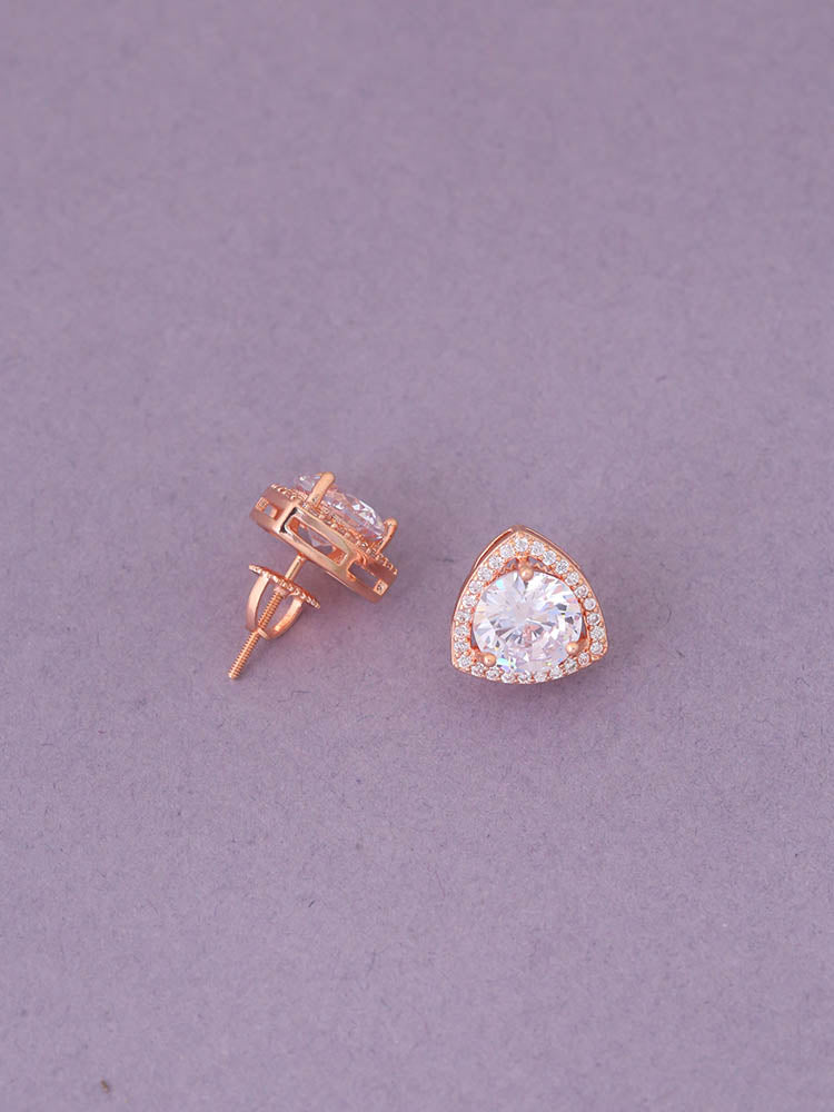 Rose Gold Latte Zirconia Studs