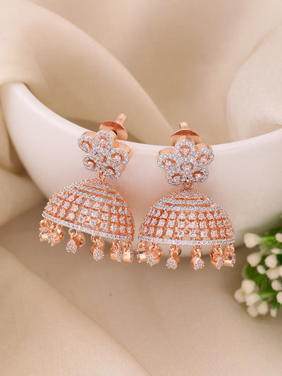 Gold Jhumka Earrings with Ruby-Emerlad Pota