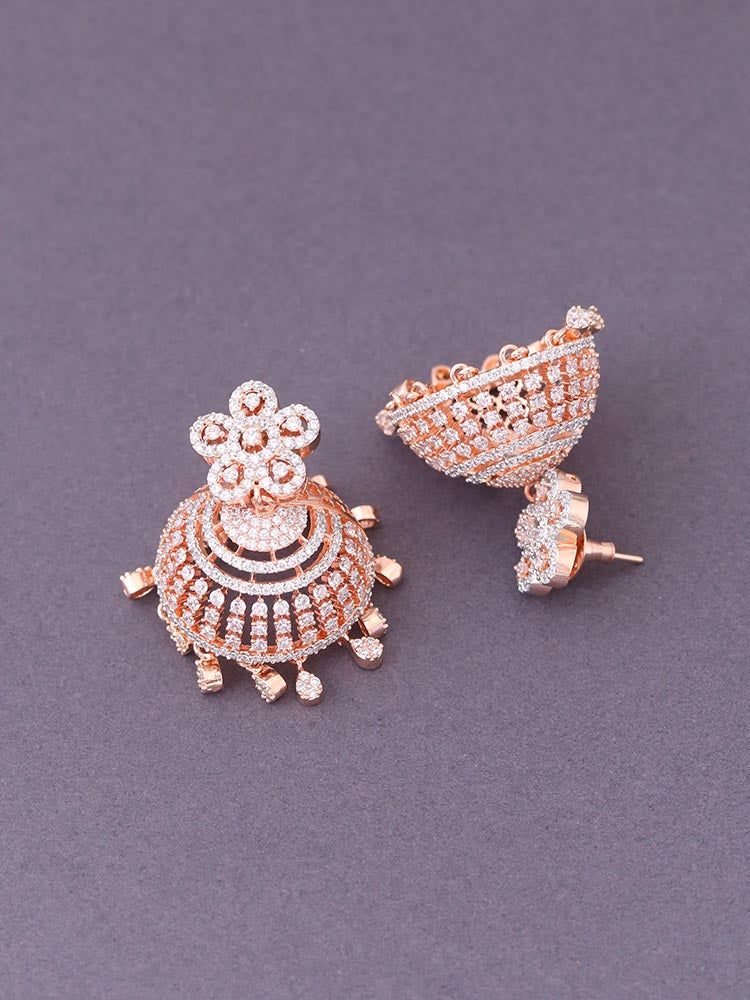 Rose Gold Neriah Zirconia Jhumkis