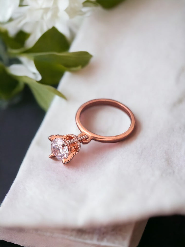Rose Gold Nupoor Zirconia Ring - EOSS
