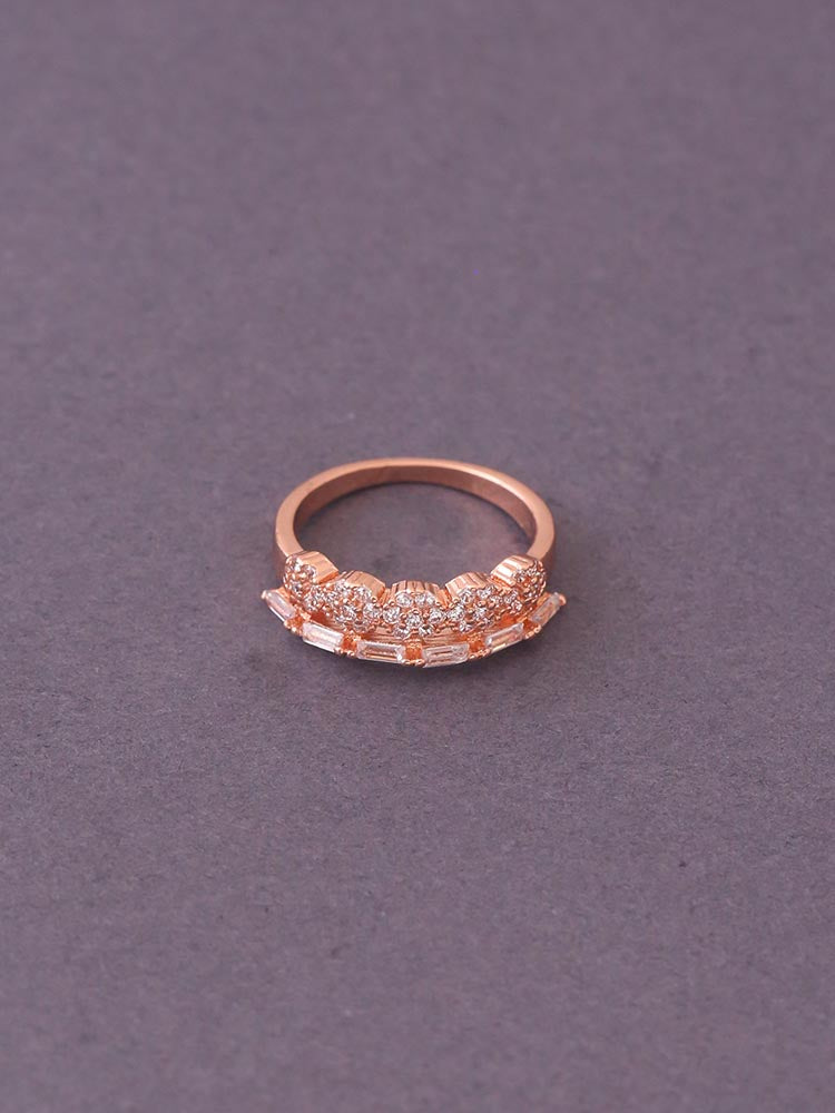Rose Gold Ojal Zirconia Ring - EOSS