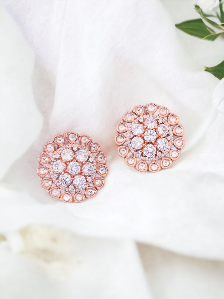 Rose Gold Paisley Zirconia Studs