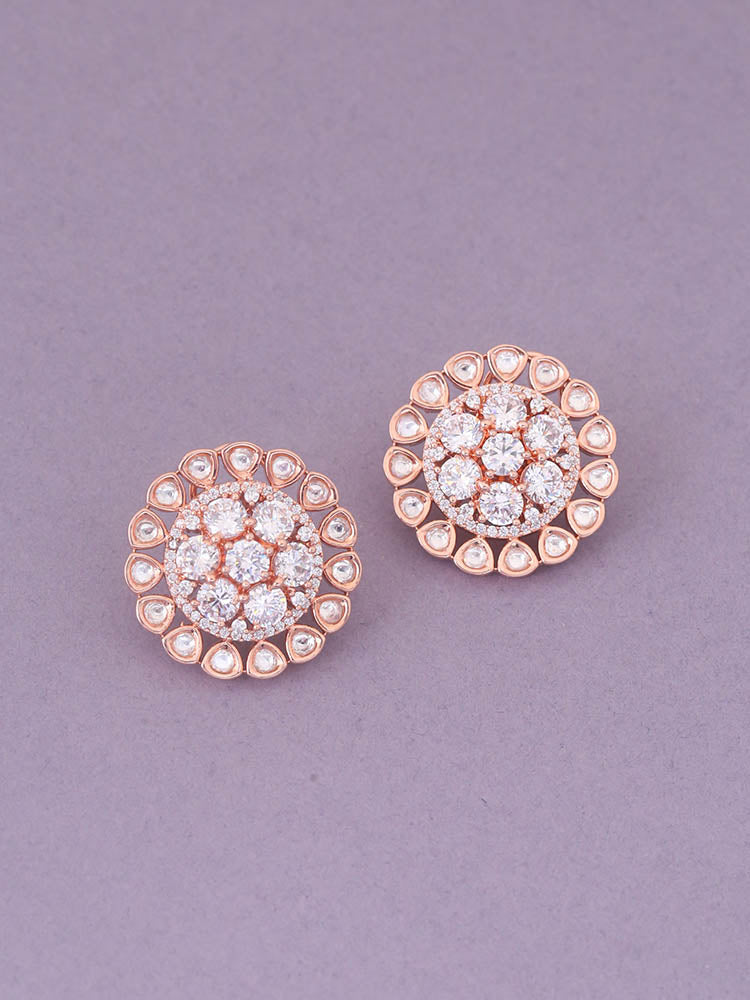 Rose Gold Paisley Zirconia Studs